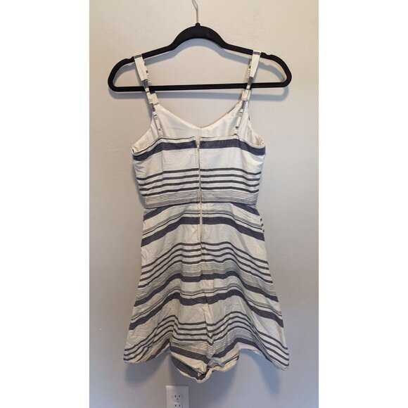 Striped White & Navy Sleeveless Dress With Adjustable Straps & Back Zipper Small - Picture 7 of 7